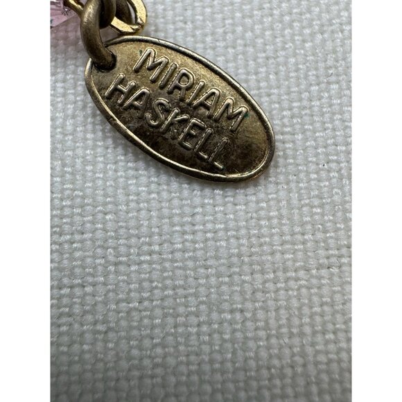 Miriam Haskell Pink Crystal Necklace Faceted Drop Vintage Signed Rare Estate - Picture 6 of 10